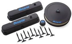 Mopar Logo Black Engine Dress-Up Kit 56-91 Mopar LA Small Block - Click Image to Close